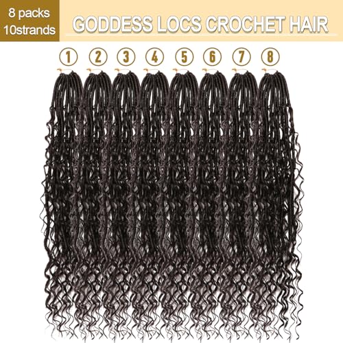 Goddess Faux Locs Crochet Hair 24 Inch - Boho Soft Locs for Black Women, Pack of 8 #1B
