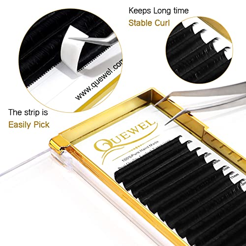 Volume Eyelash Extensions 0.07 D Curl 8-15mm Mixed Lash Tray + Classic Eyelash Extension 0.15 D Curl Mix-8-14mm + QUEWEL Strong Black Adhesive for Eyelash Extensions 6ml
