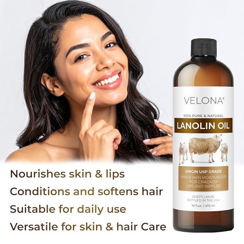 Velona Lanolin Oil - 16 Fl Oz Cold Pressed Pure Skin & Hair Moisturizer