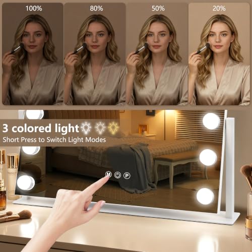 Vanity Mirror with Lights 22x17 Inch Full-View 360° Rotation - White - Variation of THIS listing