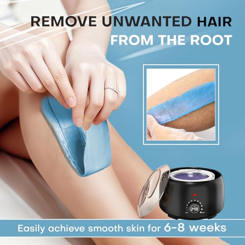 Waxing Kit for Women and Men, Digital Wax Warmer with 14OZ 5 Bags Hard Wax Beads, at Home Wax kit for Full Body, Face, Eyebrows, Bikini, Legs, Brazilian & Sensitive Skin