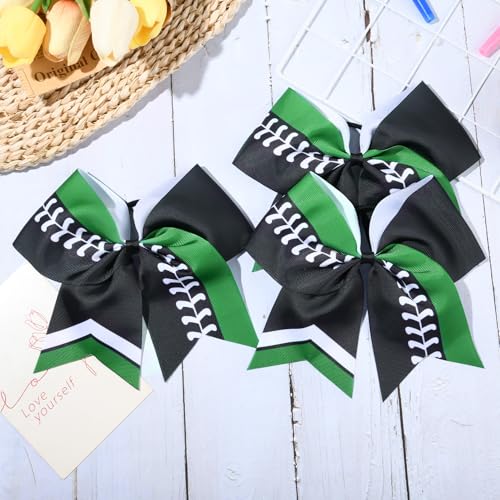 Softball Cheer Bows - 12 Pack Large 8-Inch Cheerleading Hair Accessories for Girls