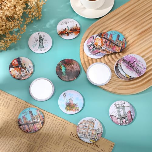 18 Set New York Souvenirs Gifts Include City Cosmetic Bag Bulk New York Makeup Bag Nyc Souvenirs from USA Makeup Mirrors for Women Traveler Birthday Party Favors Trip Journey Gifts