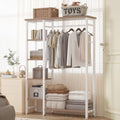Open Garment Clothing Rack with Shelves & Hanging Rod - White