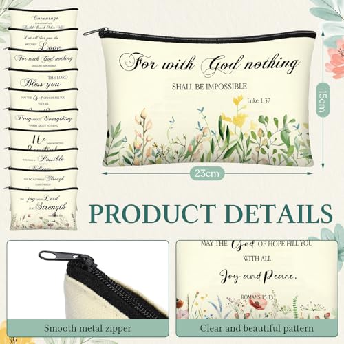 Abbylike 40 Pcs Christian Gift for Women Include 20 Bible Verse Makeup Bags 20 Christian Compact Mirrors Inspirational Religious Scripture Gift for Mom Sister Birthday Christmas(Elegant Style)