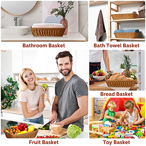 Eccliy 6 Pack Wicker Bread Baskets - 15.8 Inch Woven Serving Baskets