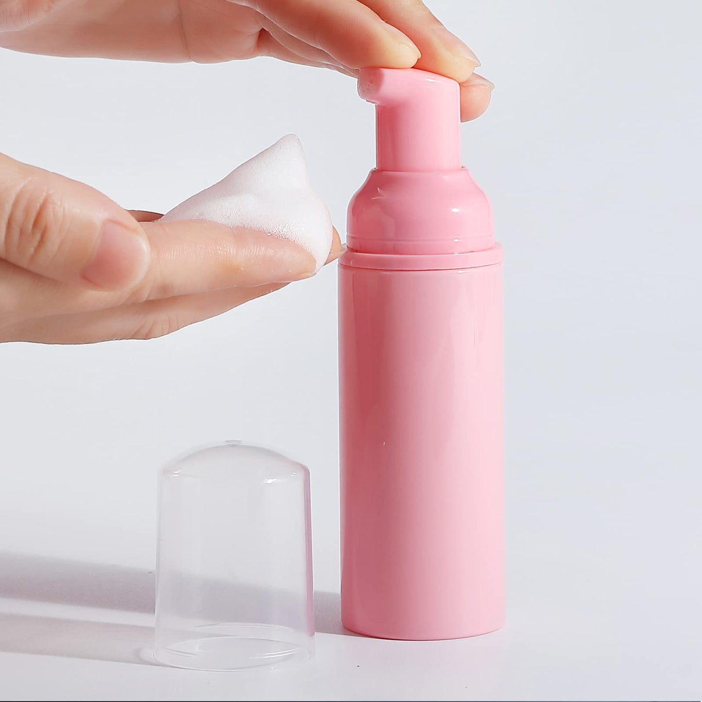 35 Pack Plastic Foam Bottles Travel Soap Dispenser Bottles with Pump Mini Liquid Foaming Soap Bottles for Refillable Hand Sanitizer Lash Cleanser Shampoo Castile Pink(2 oz)