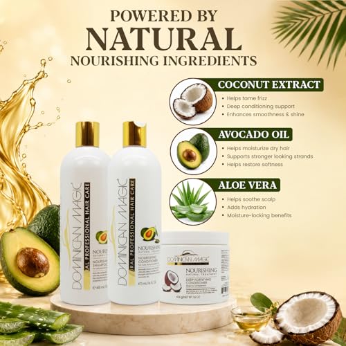 Nourishing Sulfate-Free Hair Care Set for Dry & Damaged Hair with Avocado & Coconut