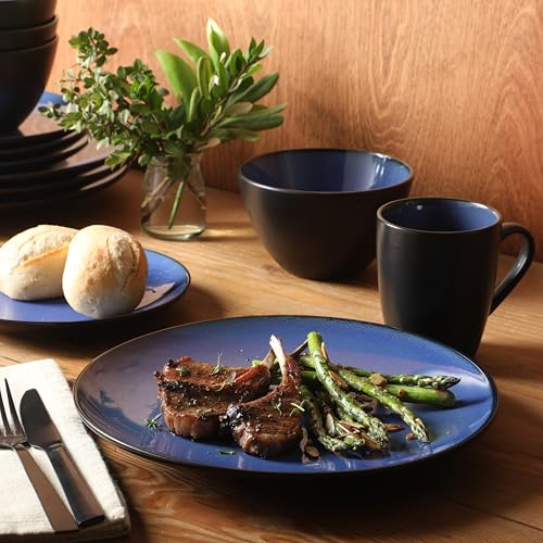 Gibson Elite Soho Lounge Blue Reactive Glaze Stoneware Dinnerware Set for 4 - 16 Pieces