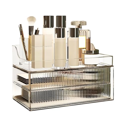Large Capacity Makeup Organizer with Drawers & Storage Box for Cosmetics Jewelry Perfume