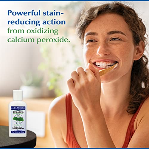 Eco-Dent ExtraBrite Baking Soda Tooth Powder Mint Fluoride-Free Whitening 2oz Pack of 3