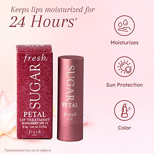 Fresh Sugar Lip Treatment SPF 15 Petal - Nourishing Tinted Lip Balm 0.15oz