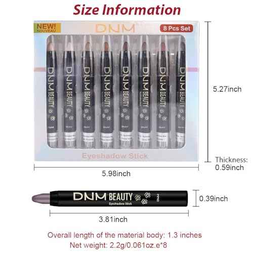 8Pcs Cream Eye Shadow Brightener Stick Makeup Set, Champagne Pearl Taupe Bronze Cocoa Stone Putty Smoky Amethyst Shimmer Matte Eyeshadow Eyeliner Pencil Applicator Stick Palette Makeup for Older Women