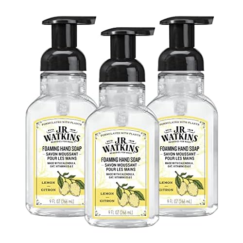 J.R. Watkins Foaming Hand Soap with Pump Dispenser, Moisturizing Foam Hand Wash, Alcohol-Free, Cruelty-Free, Citron, 9 fl oz, 3 Pack