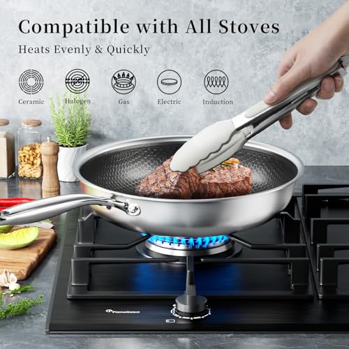 Innerwell Non-Stick Frying Pan Set 9.5 & 11 Inch with Lid - Silver Variation