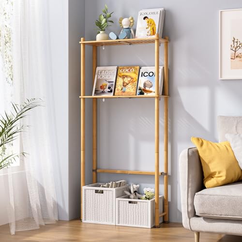 AmazerBath Bamboo Over Toilet Storage Shelf 2-Tier Natural Color - Space Saving Bathroom Organizer