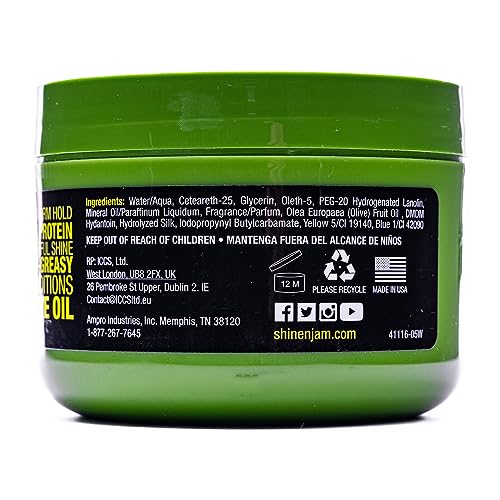 Ampro Shine-n-Jam Edges - Excellent for Taming Fringe, Ponytails, and Updos - Provides Firm Hold with Non-Greasy Shine - Moisturizes and Smoothes Hair with Silk Proteins - 8 oz
