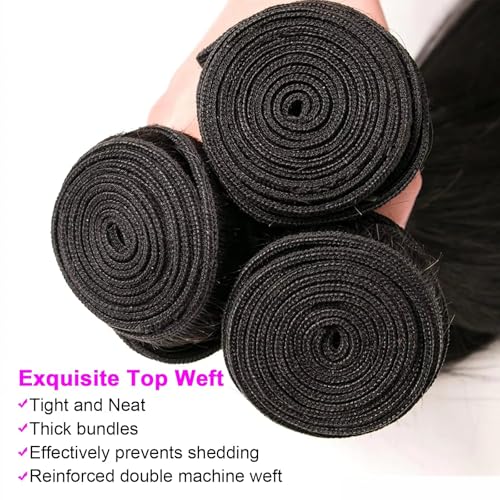 AiPliantfis 12-16 Inch Loose Wave Human Hair Extensions - 3 Bundles, Natural Black