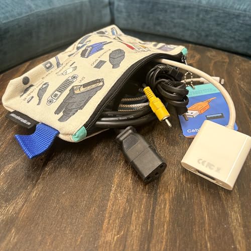 The Unemployed Philosophers Guild Cables and Ports Bag - 9" Canvas Zipper Pouch for Pencils, Tools, Cosmetics, Toiletries and More