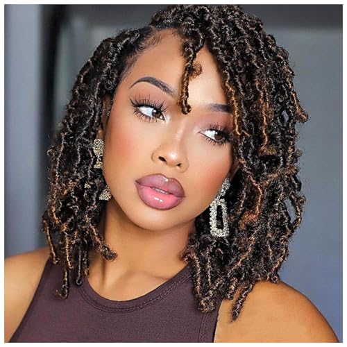 Butterfly Locs Crochet Hair 12 Inch Ombre Brown - 8 Packs, Pre Twisted