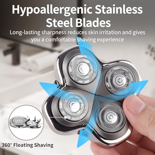 Replacement Head Compatible with Pitbulls Gold PRO,Silver PRO, Platinum PRO,Butterfly Kiss PRO - Hypoallergenic Stainless Steel Shaver Foil Replacement - 4D Floating Razor Blades 3 Pack