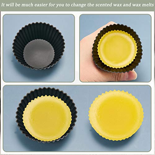 Patelai 20 Pieces Wax Melt Warmer Liners Reusable Silicone Leakproof Wax Liner Candle Tray Liner for Christmas, Candle Warmer(Black)