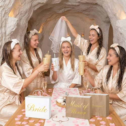 Bridesmaid Robe Set 56/42 Pcs Satin Sleepwear for Brides & Bridesmaids White Champagne
