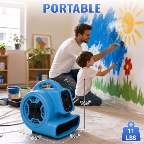 Air Mover 1/4 HP 1000 CFM - Portable Blower Fan for Water Damage Restoration Variation of 1/4HP-1000CFM