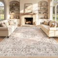 Large Washable Vintage Area Rug 8x10 Distressed Brown Indoor Floor Carpet