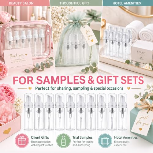 Mini Foam Pump Bottles 2 Oz Refillable Transparent Pack of 70