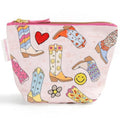 Western Cowgirl Boots Canvas Makeup & Travel Pouch for Organization