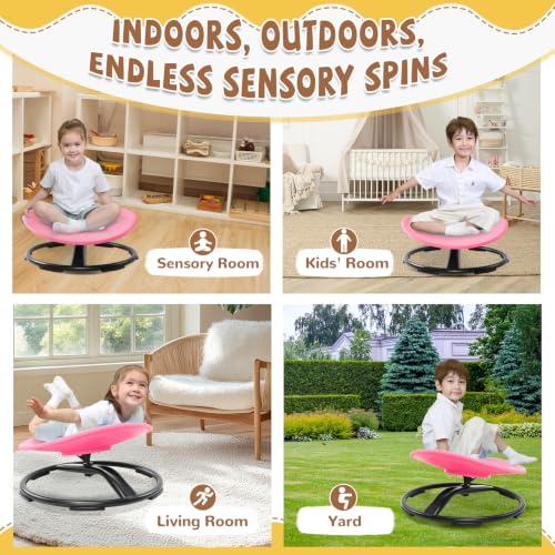 Kids Sensory Spin Chair - Autism Autistic Spectrum Therapy Toy - Pink Round
