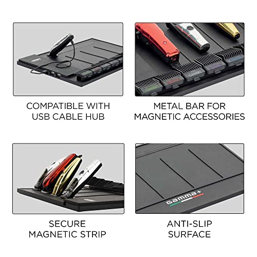 Magnetic Barber Mat and Station Organizer - Black | Hair Tool Storage & Anti-Slip Surface