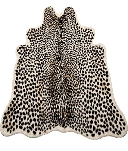 Multi Leopard Faux Fur Area Rug 5.2ft x 6.5ft - Cheetah Print Animal Print