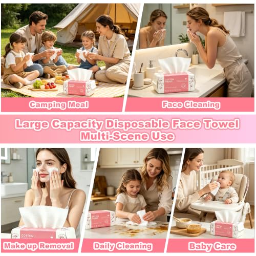 Disposable Face Towels Pack of 600 Dual-Textured Skin Care Cloths - Soft & Reusable
