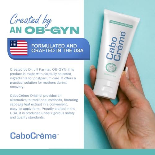 CaboCr?me Cabbage Breast Cream for Tenderness & Engorgement Relief, Breastfeeding Weaning Support - Dry Up Breast Milk - Postpartum Essential - OB-GYN Created & Breastfeeding Mother-Approved, 2-pack