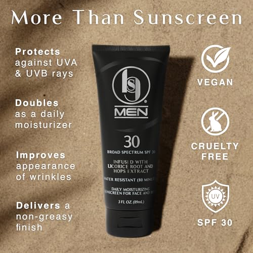 Black Girl Sunscreen Men's SPF 30 Sunscreen for Face & Body - Moisturizing Skin Protection for Men, Clear Sunscreen Lotion, Travel Size, No White Cast for Melanin Rich Skin, Infused with Hops- 3 fl oz