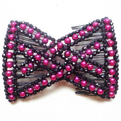 Stretch Beaded Hair Combs Set - Assorted Colors and Designs, 10 Pcs