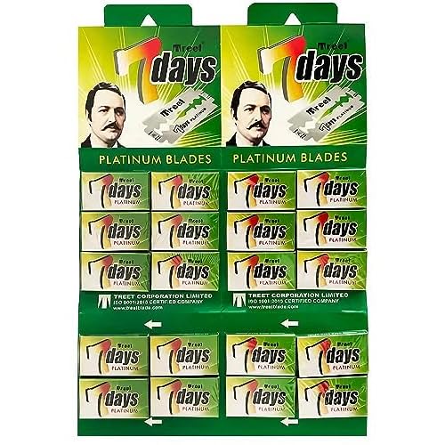 Treet 7 Days Platinum Double Edge Safety Razor Blades, 100 blades (20x5)