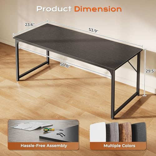 PRAISUN Black 55 x 23.6 Inch Computer Desk with Deep Work Surface