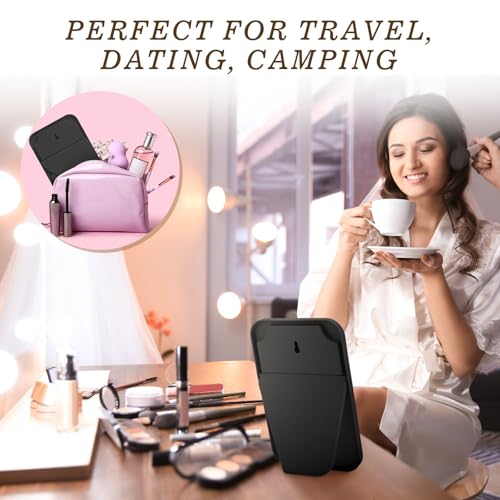 12 Pack Portable Black Tabletop Makeup Mirrors with Stand - 8x5 Inch