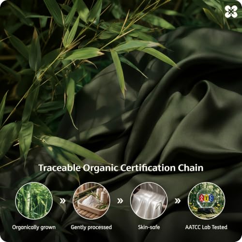 Bedsure Organic Bamboo Viscose Duvet Cover Set King Olive Green No Comforter