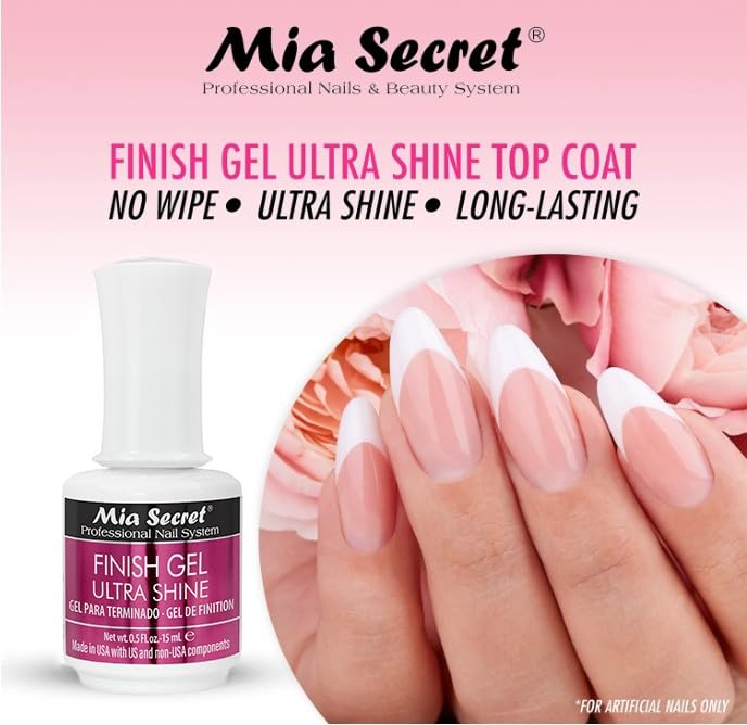Mia Secret UV Finish Gel Top Coat Clear 3-Pack 0.5 Fl Oz No Wipe High Gloss