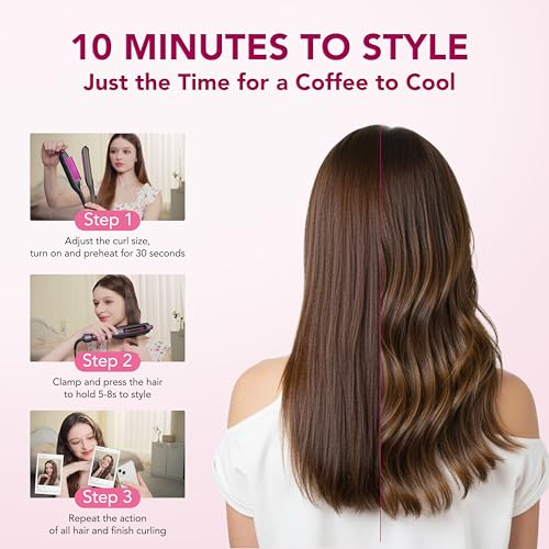 4-in-1 Hair Curler and Crimper with Adjustable Sizes & Ionic Coating