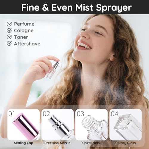 40Pcs 5ml Travel Perfume Bottles Refillable Atomizer Spray Set - Mini Glass Mist Sprayers with Refill Kit
