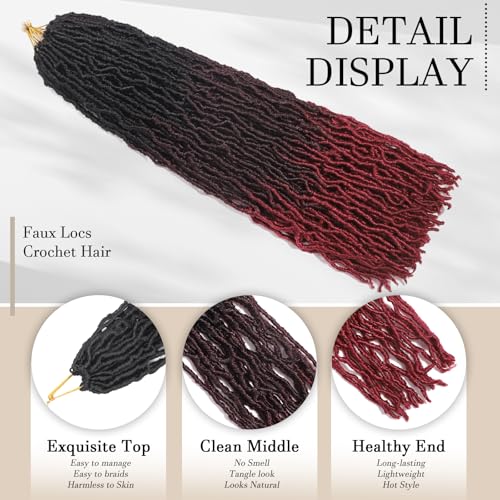 DACAI XIU 24 Inch Faux Locs Crochet Hair Pre-Looped 1B/99J/530# Pack of 7