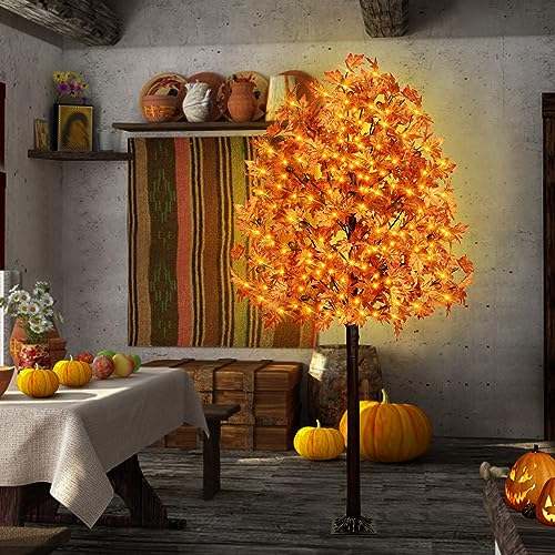 7FT Autumn Maple Tree Light with 170 LEDs & Acorns - Fall Decor with Remote - Variation of THIS listing