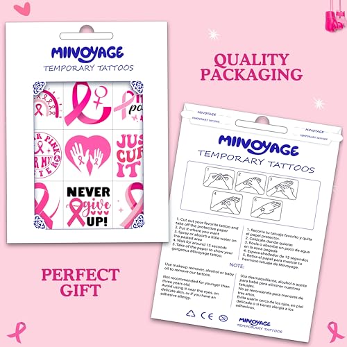 Breast Caner Temporary Tattoos, Pink Tattoos Stickers, Breast Cancer Awareness Decorations, Pink Stickers for Party Decoration Supplies Favors for Kids Adults