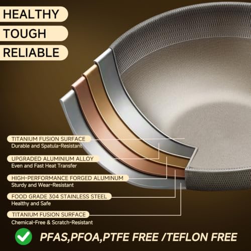 13-Inch Titanium Hybrid Wok with Lid and Stir-Fry Pan Nonstick Induction Ready