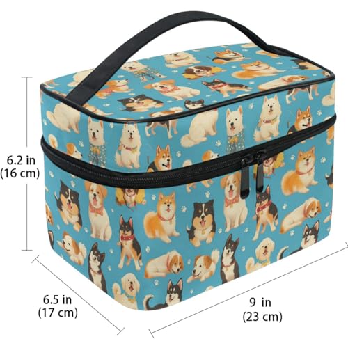 Dog Cartoon Makeup Bag for Women Girls Large Capacity Travel Toiletry Organizer - Animal Dog Variation